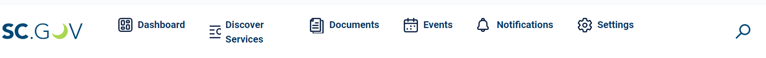 My SC.GOV features top navigation menu options example